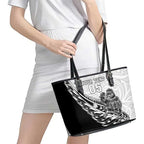 New Zealand Kiwi Rugby Custom Leather Tote Bag Go Champions Maori Pattern
