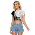 New Zealand Kiwi Rugby Custom Raglan Cropped T Shirt Go Champions Maori Pattern