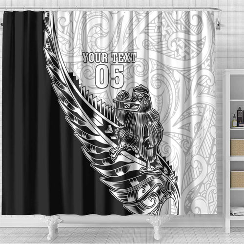 New Zealand Kiwi Rugby Custom Shower Curtain Go Champions Maori Pattern