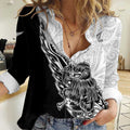 New Zealand Kiwi Rugby Custom Women Casual Shirt Go Champions Maori Pattern