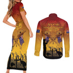 ANZAC Day Couples Matching Short Sleeve Bodycon Dress and Long Sleeve Button Shirt Australia And New Zealand Slouch Hats