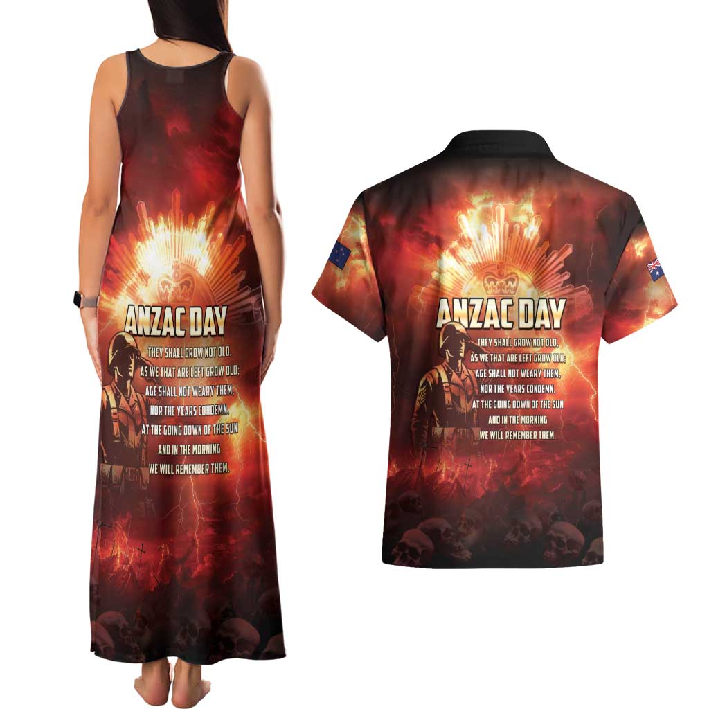 Honouring The ANZAC Spirit Couples Matching Tank Maxi Dress and Hawaiian Shirt Gallipoli Lest We Forget