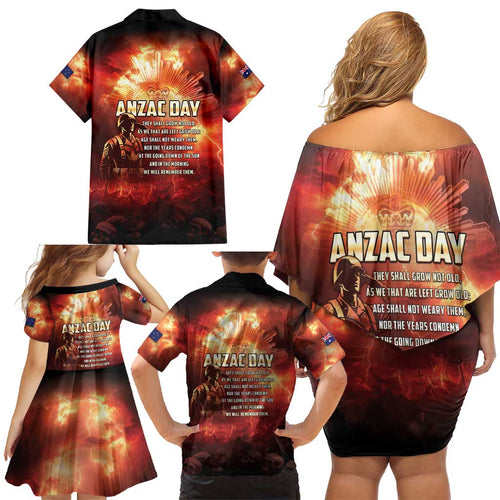 Honouring The ANZAC Spirit Family Matching Off Shoulder Short Dress and Hawaiian Shirt Gallipoli Lest We Forget