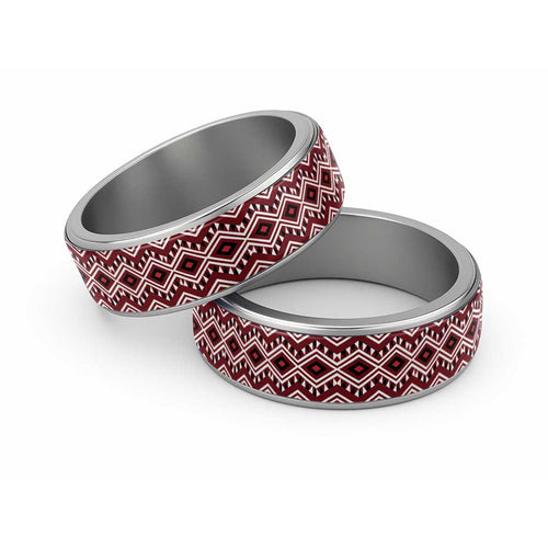 New Zealand Aotearoa Classic Ring Red Taniko Art Maori Pattern