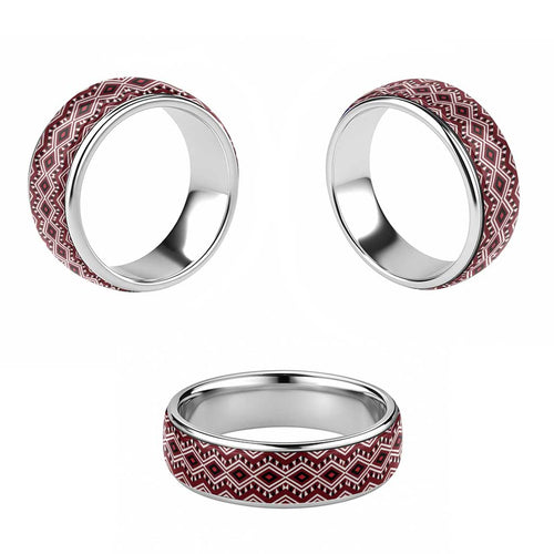 New Zealand Aotearoa Classic Ring Red Taniko Art Maori Pattern