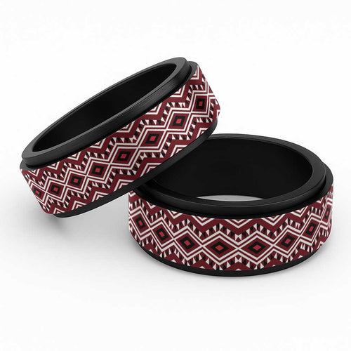 New Zealand Aotearoa Spinner Ring Red Taniko Art Maori Pattern