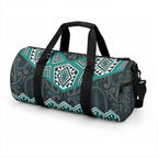 New Zealand Aotearoa Duffle Bag Turquoise Taniko Art Maori Pattern