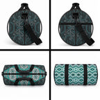 New Zealand Aotearoa Duffle Bag Turquoise Taniko Art Maori Pattern