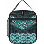 New Zealand Aotearoa Lunch Bag Turquoise Taniko Art Maori Pattern