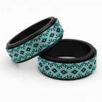 New Zealand Aotearoa Spinner Ring Turquoise Taniko Art Maori Pattern