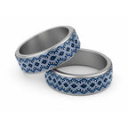 New Zealand Aotearoa Classic Ring Blue Taniko Art Maori Pattern