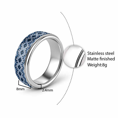 New Zealand Aotearoa Classic Ring Blue Taniko Art Maori Pattern