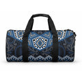 New Zealand Aotearoa Duffle Bag Blue Taniko Art Maori Pattern