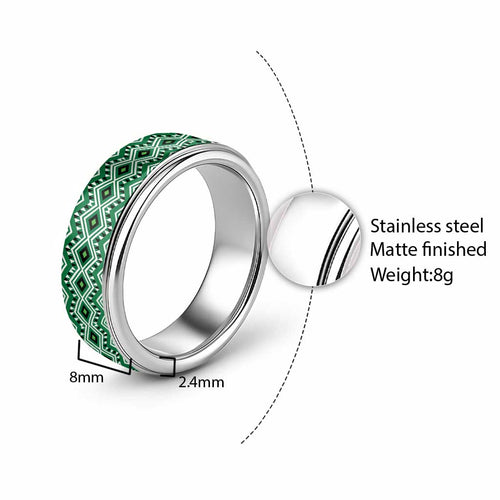 New Zealand Aotearoa Classic Ring Green Taniko Art Maori Pattern