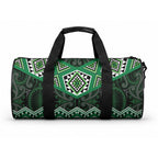 New Zealand Aotearoa Duffle Bag Green Taniko Art Maori Pattern