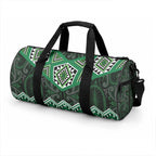 New Zealand Aotearoa Duffle Bag Green Taniko Art Maori Pattern