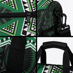 New Zealand Aotearoa Duffle Bag Green Taniko Art Maori Pattern