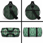 New Zealand Aotearoa Duffle Bag Green Taniko Art Maori Pattern