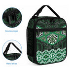 New Zealand Aotearoa Lunch Bag Green Taniko Art Maori Pattern