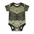 New Zealand Aotearoa Baby Onesie Yellow Taniko Art Maori Pattern