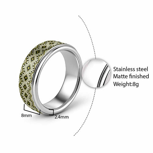 New Zealand Aotearoa Classic Ring Yellow Taniko Art Maori Pattern