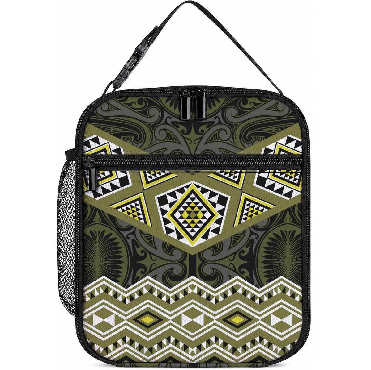 New Zealand Aotearoa Lunch Bag Yellow Taniko Art Maori Pattern
