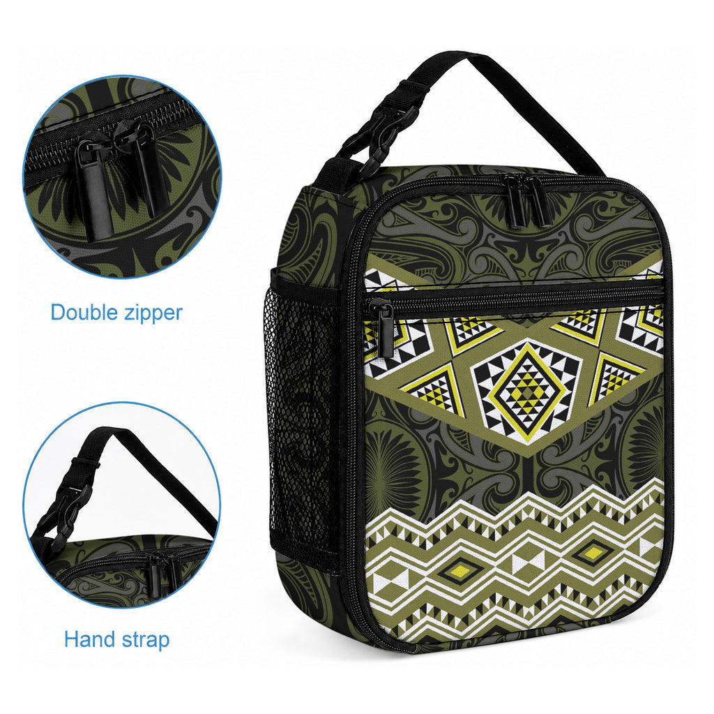 New Zealand Aotearoa Lunch Bag Yellow Taniko Art Maori Pattern