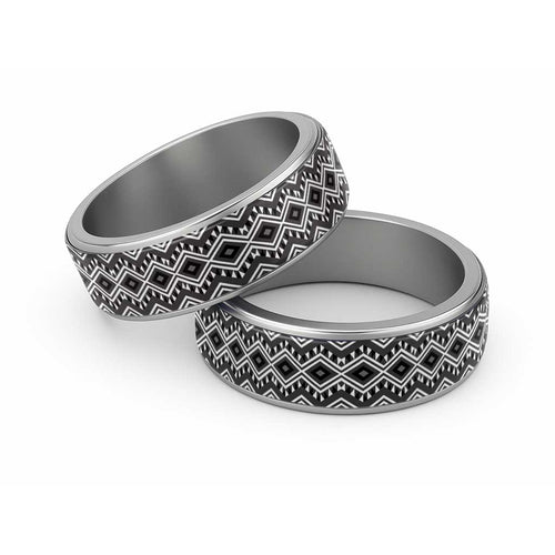 New Zealand Aotearoa Classic Ring Black Taniko Art Maori Pattern