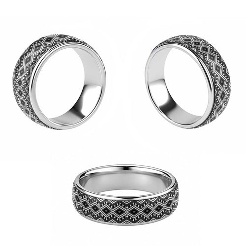 New Zealand Aotearoa Classic Ring Black Taniko Art Maori Pattern