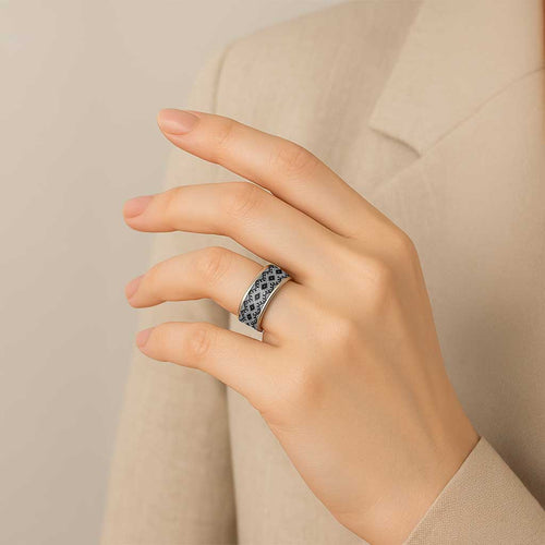 New Zealand Aotearoa Classic Ring Black Taniko Art Maori Pattern