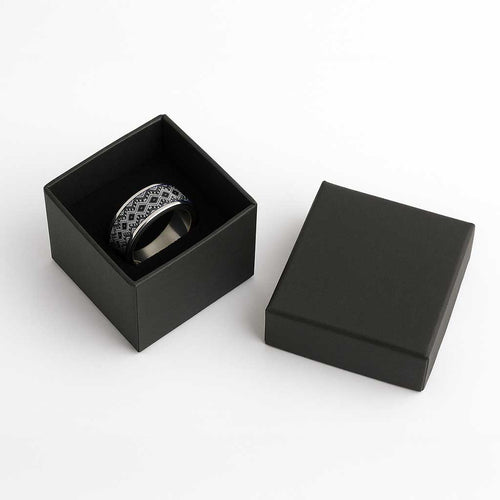 New Zealand Aotearoa Classic Ring Black Taniko Art Maori Pattern