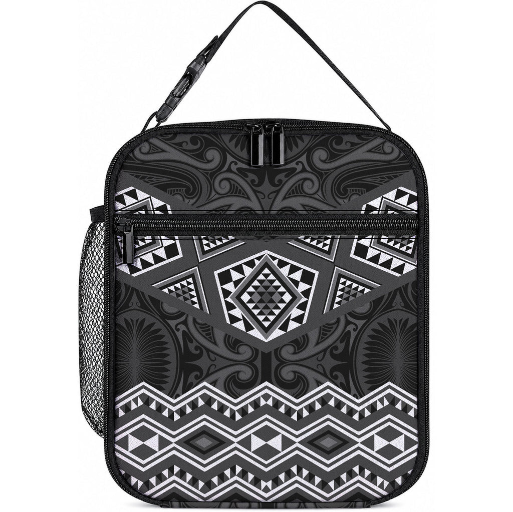 New Zealand Aotearoa Lunch Bag Black Taniko Art Maori Pattern