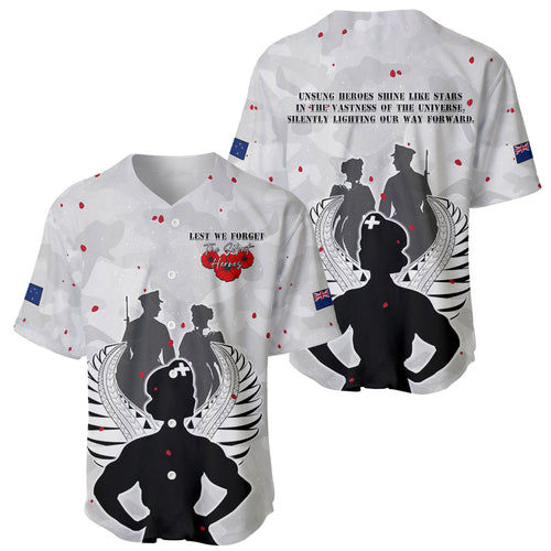 New Zealand ANZAC Day Baseball Jersey For The Nurse Lest We Forget