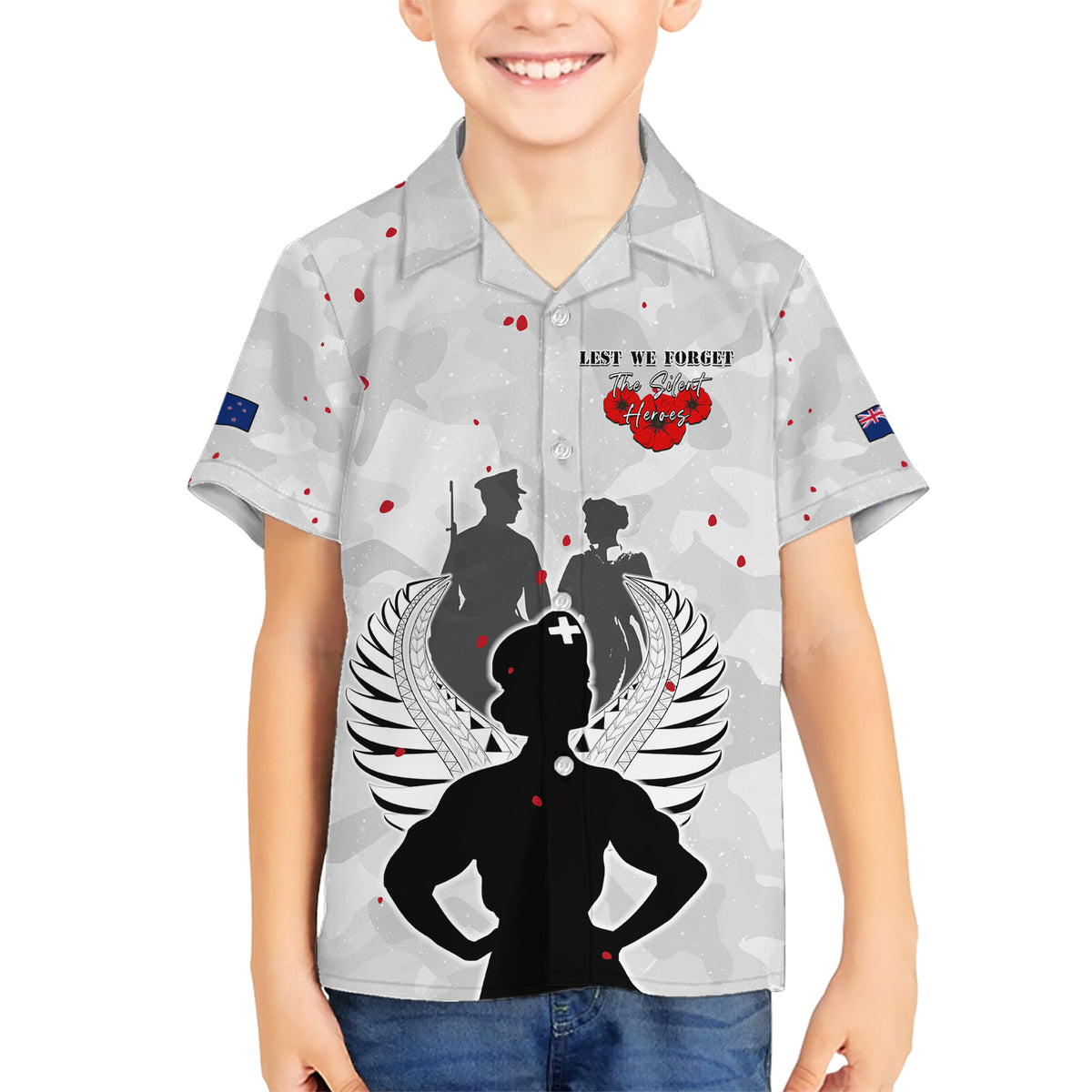 New Zealand ANZAC Day Kid Hawaiian Shirt For The Nurse Lest We Forget