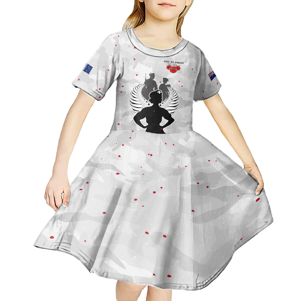 New Zealand ANZAC Day Kid Short Sleeve Dress For The Nurse Lest We Forget