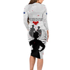 New Zealand ANZAC Day Long Sleeve Bodycon Dress For The Nurse Lest We Forget