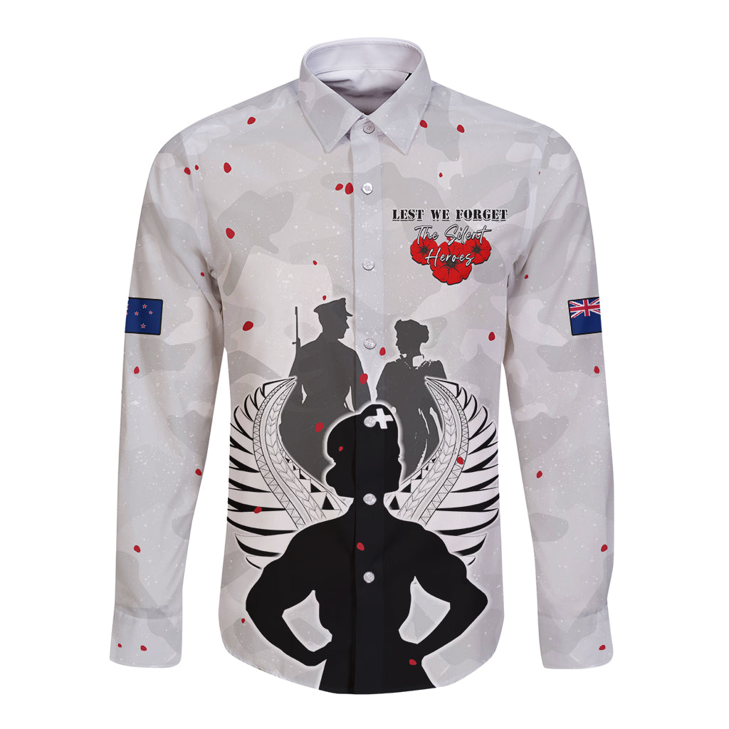 New Zealand ANZAC Day Long Sleeve Button Shirt For The Nurse Lest We Forget