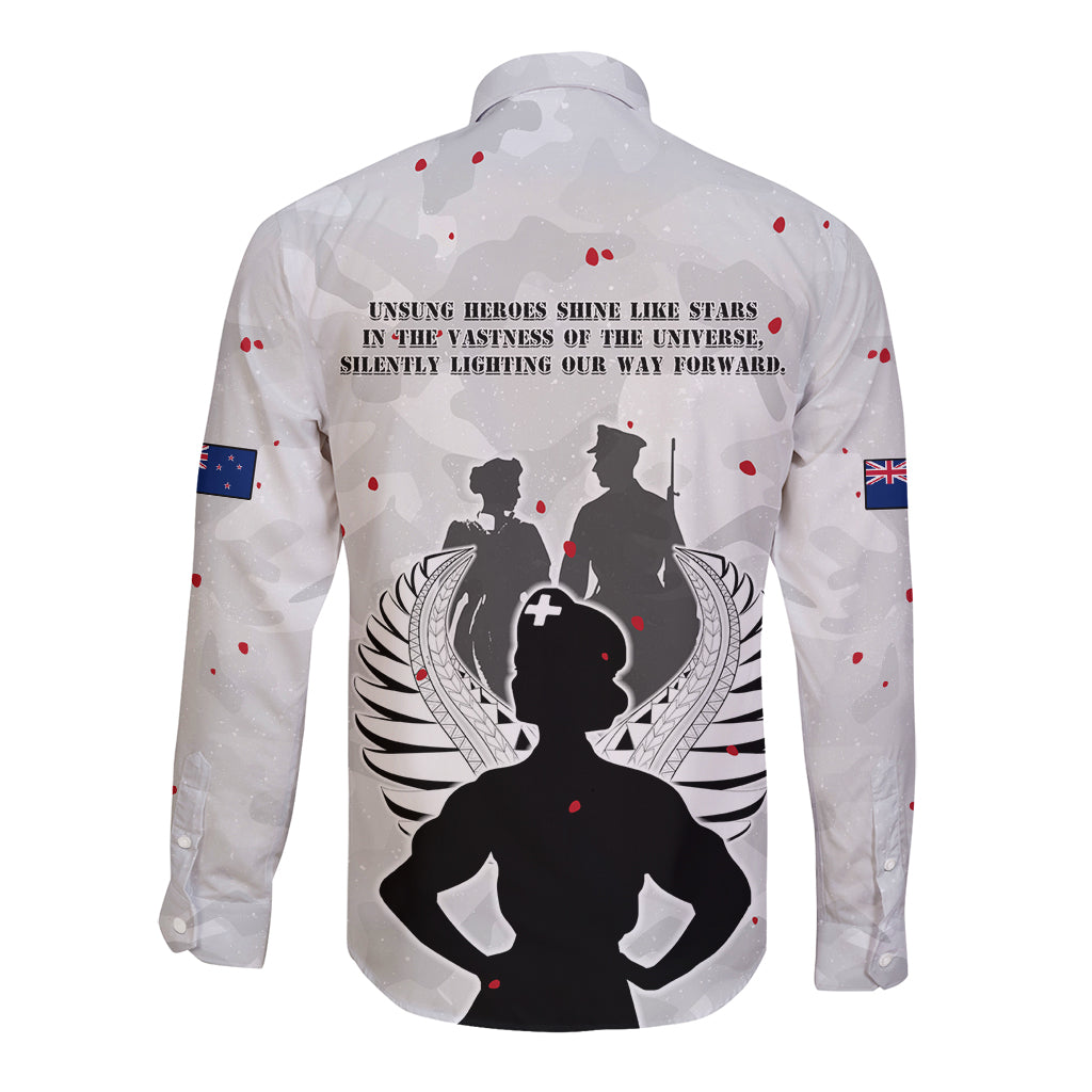 New Zealand ANZAC Day Long Sleeve Button Shirt For The Nurse Lest We Forget