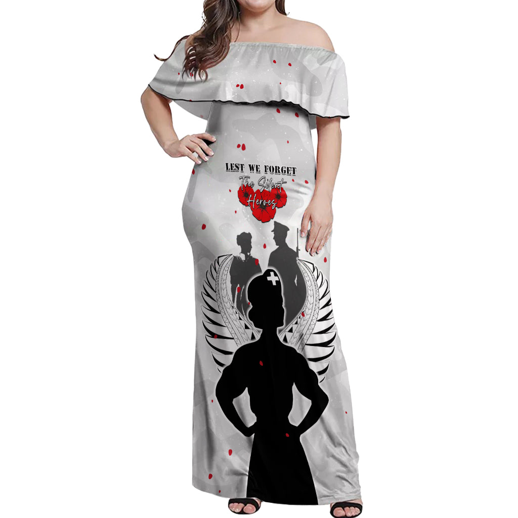 New Zealand ANZAC Day Off Shoulder Maxi Dress For The Nurse Lest We Forget