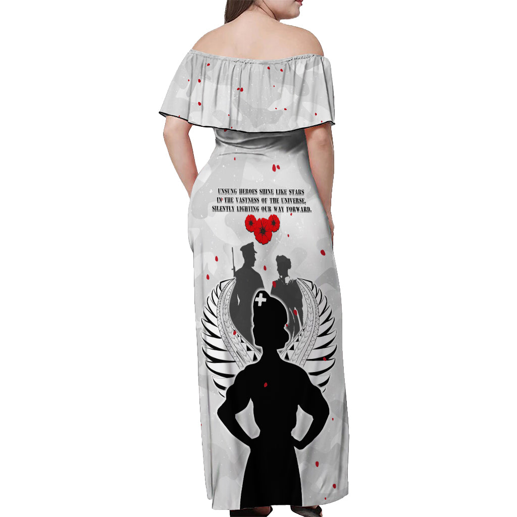 New Zealand ANZAC Day Off Shoulder Maxi Dress For The Nurse Lest We Forget