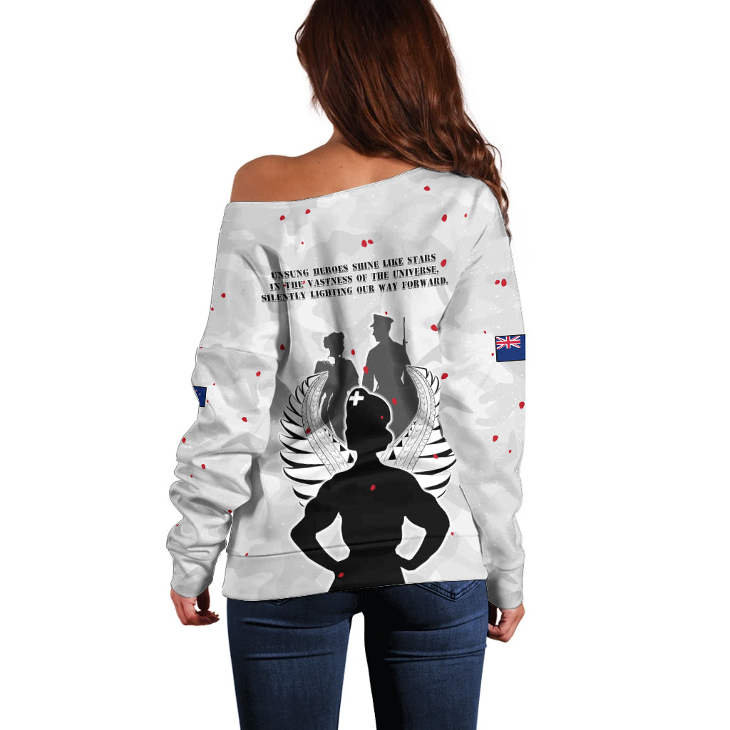 New Zealand ANZAC Day Off Shoulder Sweater For The Nurse Lest We Forget