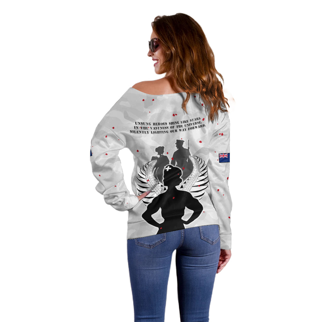 New Zealand ANZAC Day Off Shoulder Sweater For The Nurse Lest We Forget