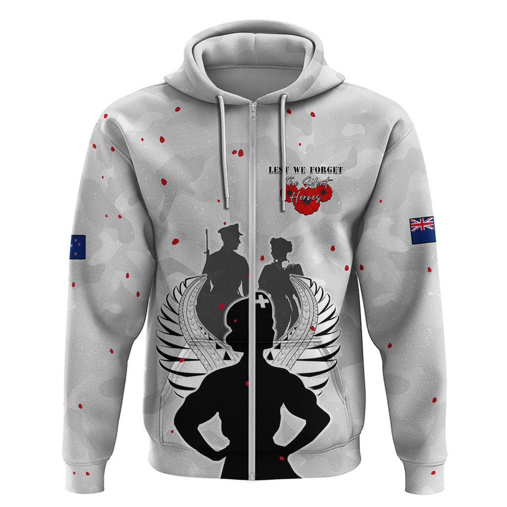 New Zealand ANZAC Day Zip Hoodie For The Nurse Lest We Forget