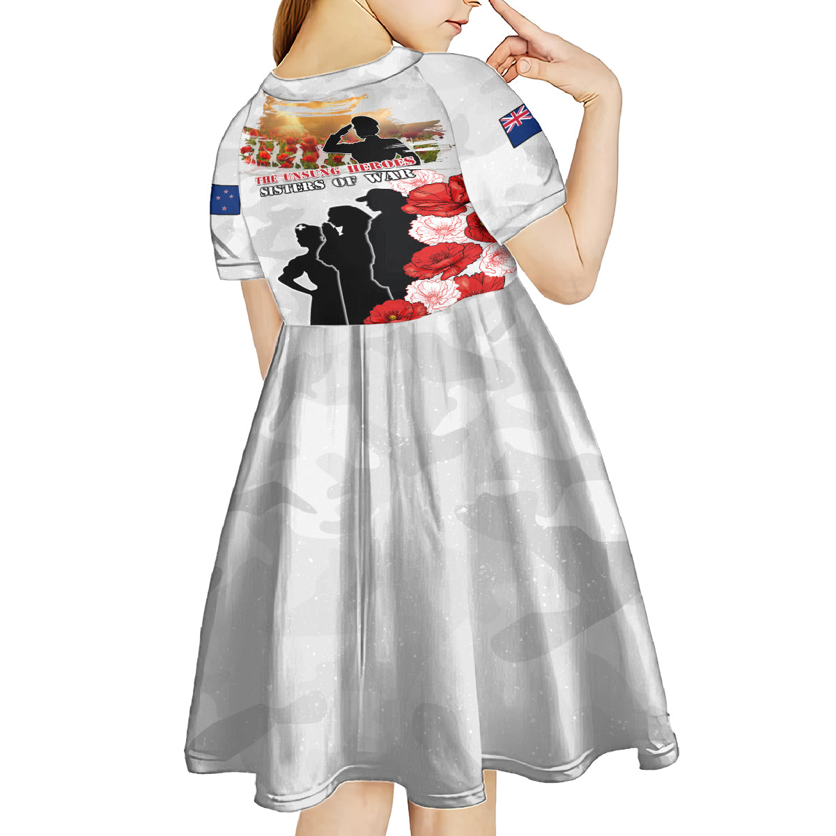 New Zealand ANZAC Day Kid Short Sleeve Dress The Unsung Heroes Sisters of War