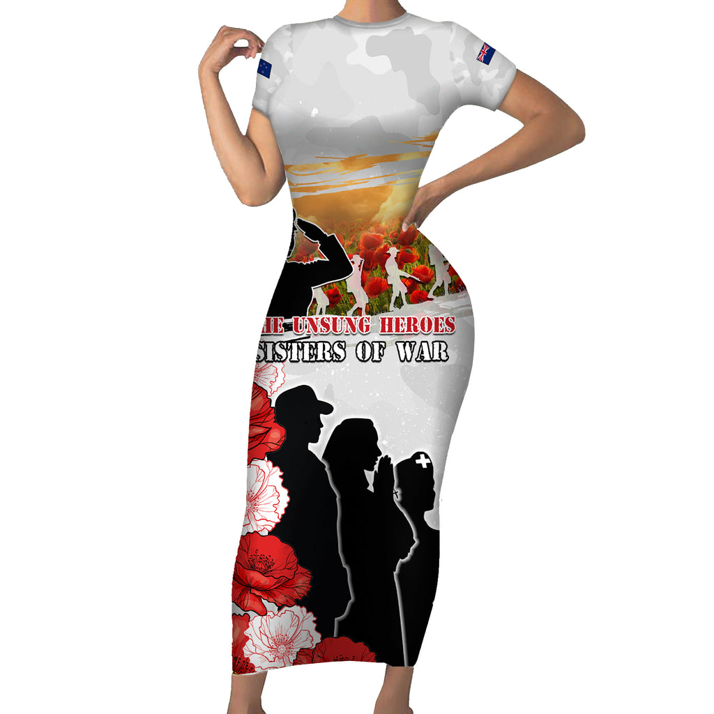 New Zealand ANZAC Day Short Sleeve Bodycon Dress The Unsung Heroes Sisters of War