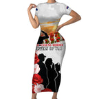 New Zealand ANZAC Day Short Sleeve Bodycon Dress The Unsung Heroes Sisters of War
