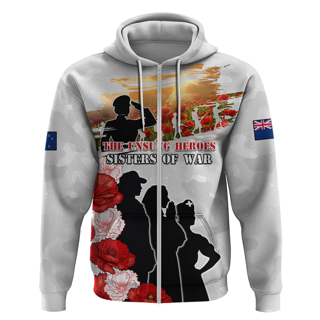 New Zealand ANZAC Day Zip Hoodie The Unsung Heroes Sisters of War