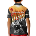 New Zealand ANZAC Rugby Kid Polo Shirt Soldier Fern With Kiwi Bird LT05
