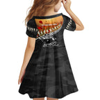 New Zealand ANZAC Rugby Kid Short Sleeve Dress Soldier Fern With Kiwi Bird LT05
