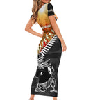 New Zealand ANZAC Rugby Short Sleeve Bodycon Dress Soldier Fern With Kiwi Bird LT05